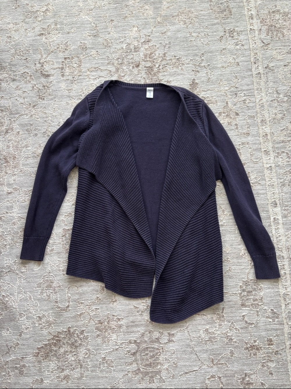GAP Open-Front Navy Ribbed Draped Cardigan